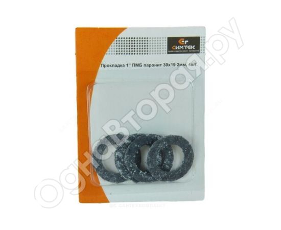 Купить 9127: Прокладка паронитовая ПМБ блистер 4 шт. Ду 25 (1") 30х19мм h=2мм Симтек 10-0031